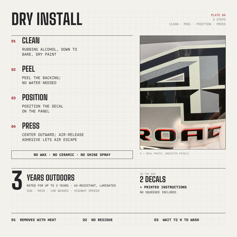 FX4 Off Road Decals for Ford F-150 2015–2020 · Black Red · Diamond · Dry install