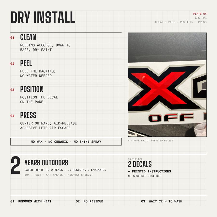 FX4 Off Road Decals for Ford F-150 2015–2020 · Black Red · Peel & Stick · Dry install