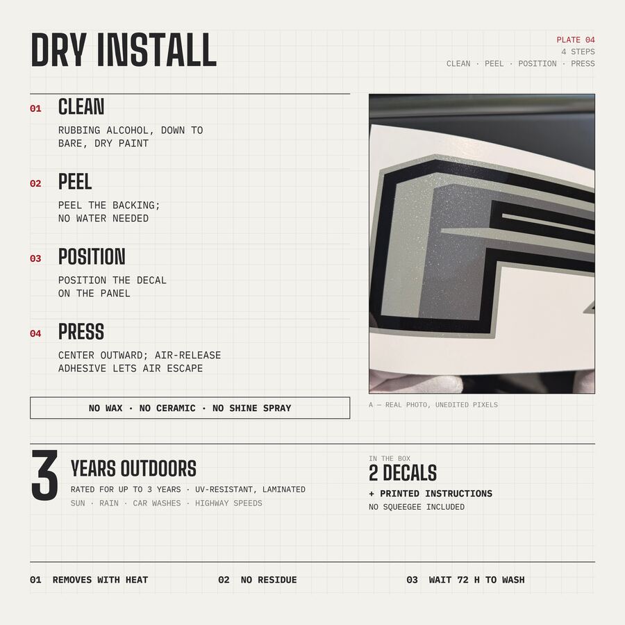 FX4 Off Road Decals for Ford F-150 2015–2020 · Gray · Diamond · Dry install