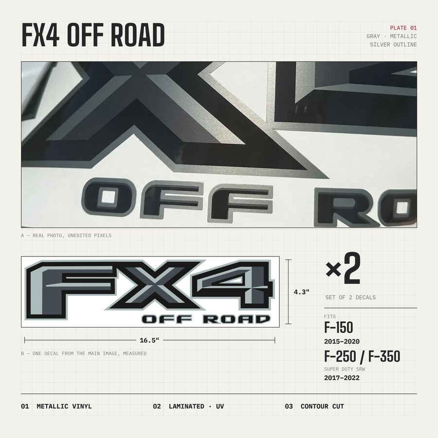 FX4 Off Road Decals for Ford F-150 2015–2020 · Gray · Premium · Overview