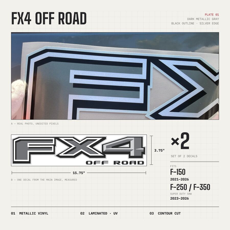 FX4 Off Road Decals for Ford F-150 2021–2026 · Black · Premium · Overview