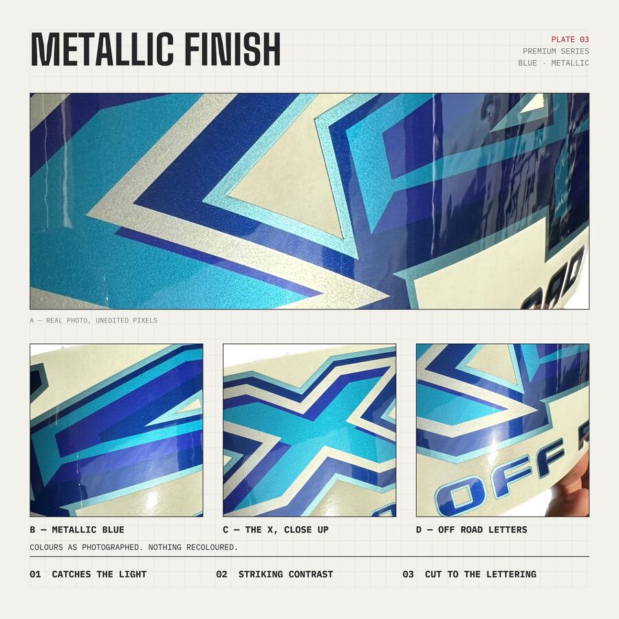 FX4 Off Road Decals for Ford F-150 2021–2026 · Blue · Premium · Finish close-up