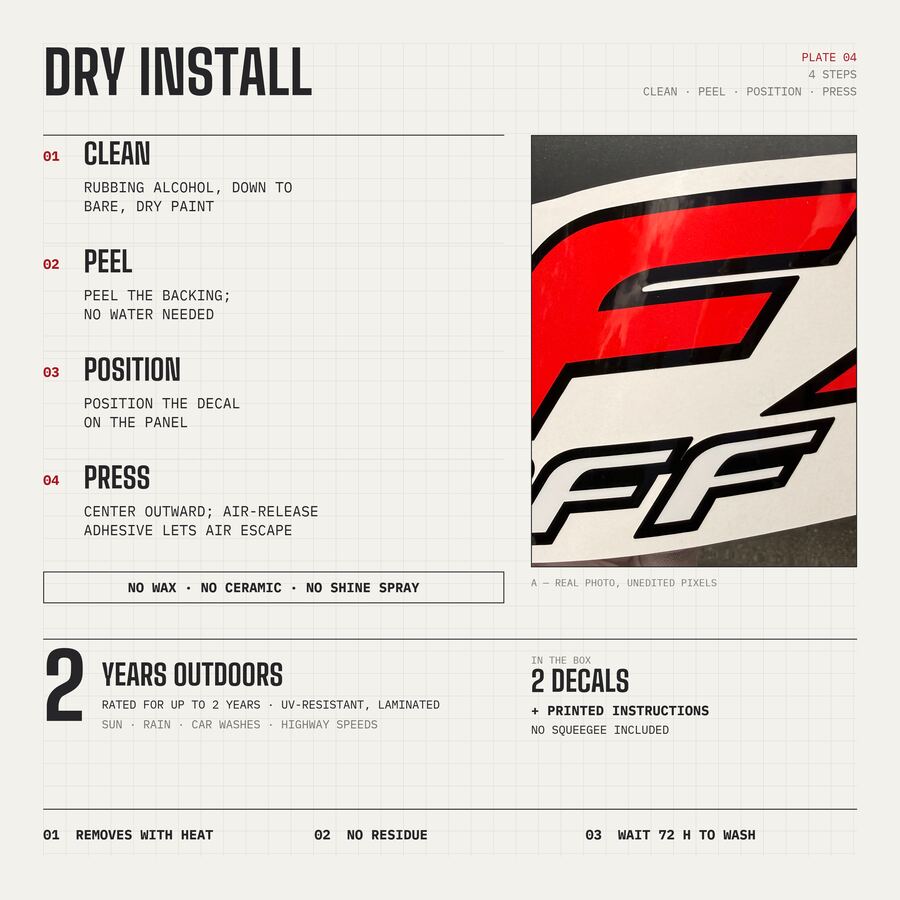 FX4 Off Road Decals for Ford Super Duty 2005–2010 · Black Red · Peel & Stick · Dry install