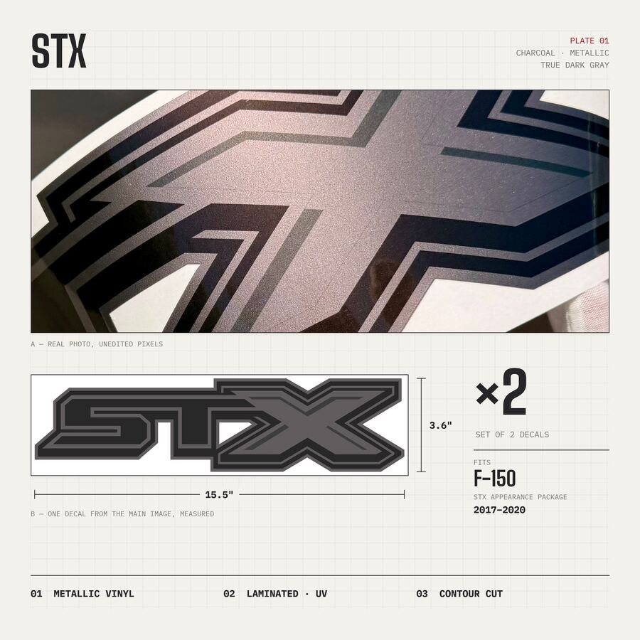STX Decals for Ford F-150 2017–2020 · Charcoal · Premium · Overview
