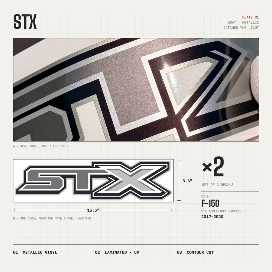 STX Decals for Ford F-150 2017–2020 · Gray · Premium · Overview
