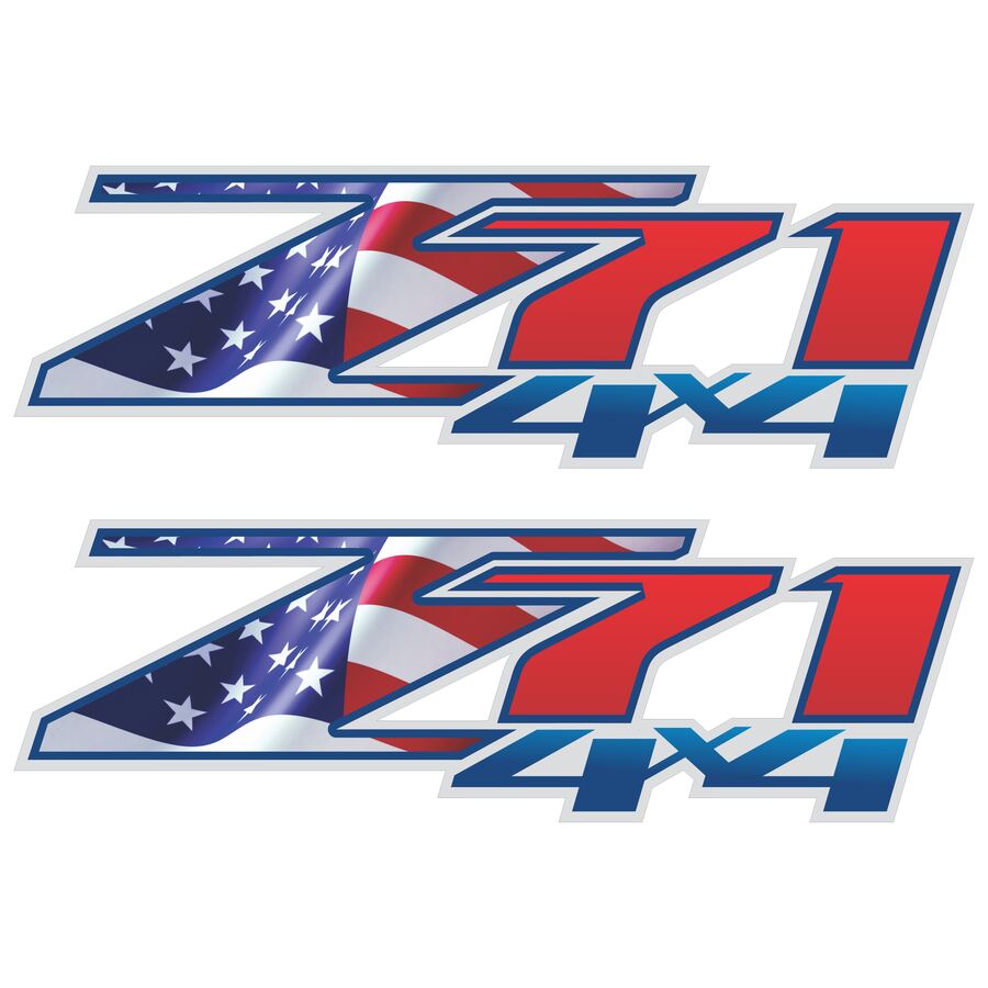Z71 4x4 Decals for Chevrolet Silverado HD & GMC Sierra 2007–2014 · American Flag · Peel & Stick · Product photo