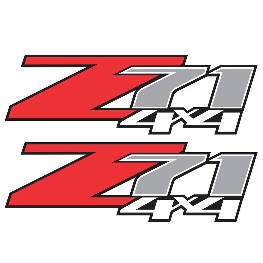 Z71 4x4 Decals for Chevrolet Silverado HD & GMC Sierra 2007–2014 · Black Red · Premium · Product photo