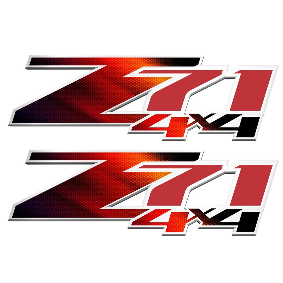 Z71 4x4 Decals for Chevrolet Silverado HD & GMC Sierra 2007–2014 · Red Honeycomb · Premium · Product photo