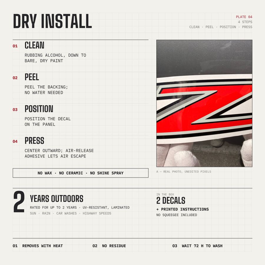 Z71 Off Road Decals for Chevrolet Silverado 1500 2014–2020 · Black Red · Peel & Stick · Dry install